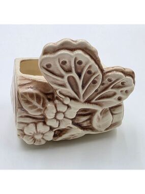 Vintage Shawnee USA #524 Cream and Brown Butterfly Vase Accent Decor